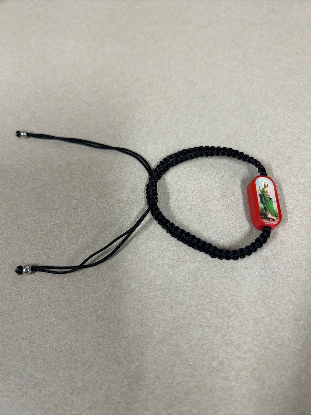 Black Braided Adjustable Bracelet with Red St. Jude Charm